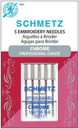 Schmetz Embroidery Needles Chrome 75/11 PK 5