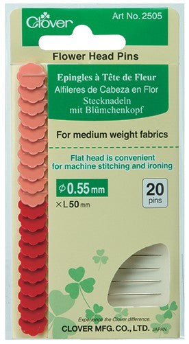 Clover Flower Head Pins Card Med 2505