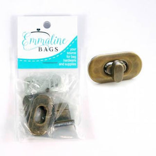 Emmaline Small Turn Lock - Antiique Brass  1 3/8" X .75"