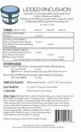 Aunties Two Lidded Pin Cushion Pattern