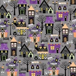 Kimberbell Hometown Halloween Range Gray MAS9920-K Per Mtr