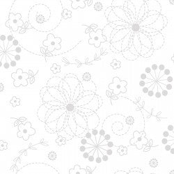 Kimberbell Basics Doodles White On White 8246-WW Per Mtr