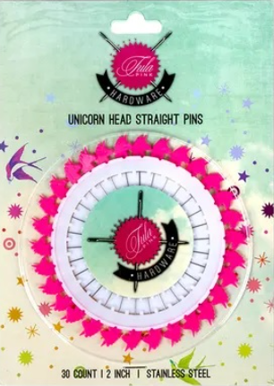 Bernina Tula Pink Unicorn Head Straight Pins 30pk