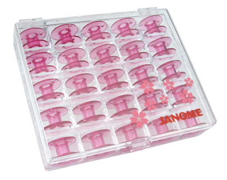Janome Plastic Bobbins - Pink x 25 in case