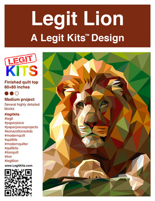 Legit Lion Pattern by Legit Kits Design Foundation Paper Pieced Quilt Top Project