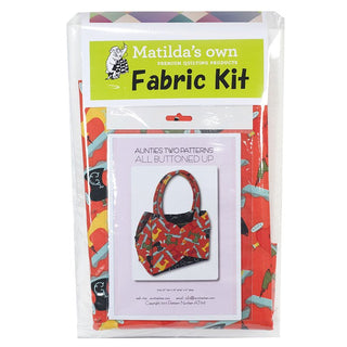 Aunties Two All Buttoned Up Bag Kit (includes Bag Pattern, Fabric & Stabiliser)  