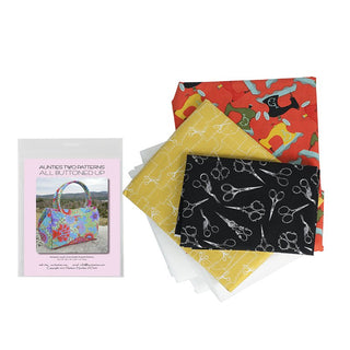 Aunties Two All Buttoned Up Bag Kit (includes Bag Pattern, Fabric & Stabiliser)  