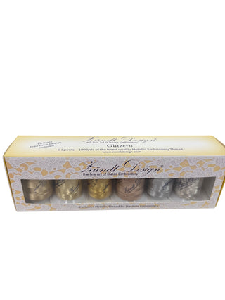 Zundt Designs Thread Glitzern Metallics Box Set Gold Silver Set (6 x 1000m spools)