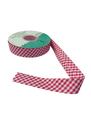 Bias Binding 25mm 1/8" Check Kylie Pink Per Metre