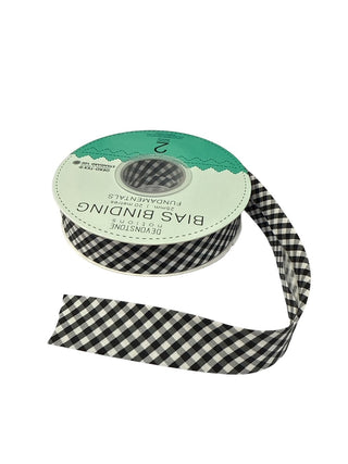Bias Binding 25mm 1/8" Check Black Per Metre