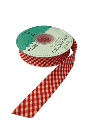 Bias Binding 25mm 1/8" Check Red Delicious Per Metre