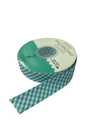 Bias Binding 25mm 1/8" Check Barrier Blue Per Metre