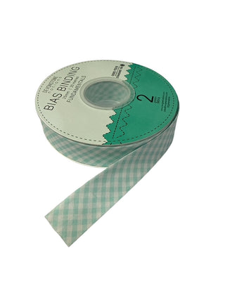 Bias Binding 25mm 1/8" Check Seafoam Per Metre