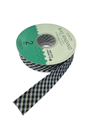 Bias Binding 25mm 1/8" Check Gambier Blue Per Metre