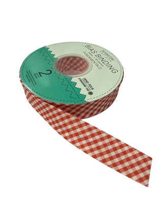 Bias Binding 25mm 1/8" Check Georgia Red Per Metre