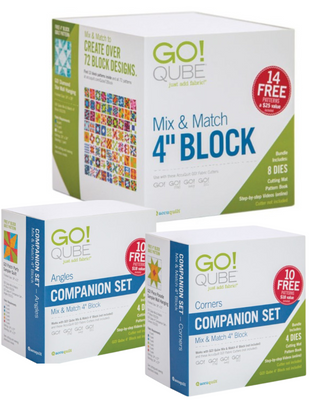 Accuquilt Go! Bundle  4" QUBE Includes Mix n Match Blocks, Corners and Angles Companion Sets