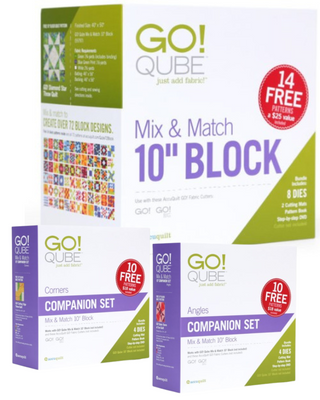 Accuquilt Go! Bundle 10" QUBE Includes Mix n Match Blocks, Corners and Angles Companion Sets