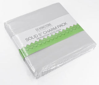 Devonstone Solids 5" Charm Pack 42pcs Silver Bream