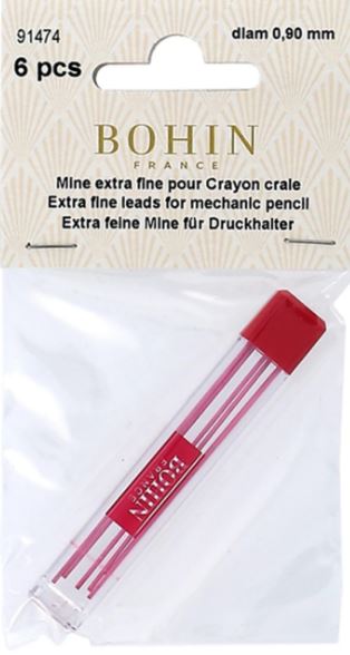 Bohin Chalk Pencil Refills Pink Extra Fine 0.9mm