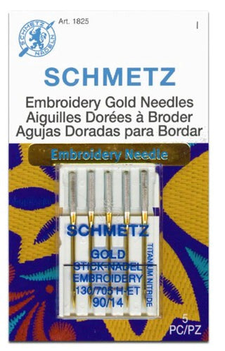 Schmetz Embroidery Needles Gold 90/14 PK 5