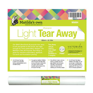 Stabiliser - Embroidery - Light Tear Away Matilda's Own 50cm X 9.1m