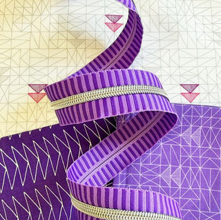 Sassafras Lane Purple Stripe Zipper Tape with Nickel Teeth 3 yards (2.74m)