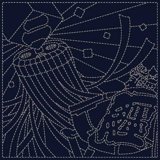 Sashiko Panel -Niban-Gumi Blue 30cm x 30cm