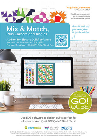 Electric Quilt 8 Add-On Accuquilt Go! QUBE Mix & Match, Plus Corners & Angles