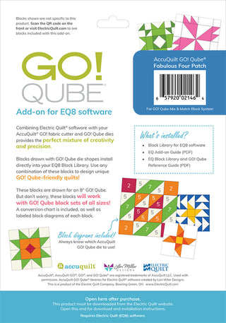 Electric Quilt 8 Add-On Accuquilt Go! QUBE Fabulous Four Patch
