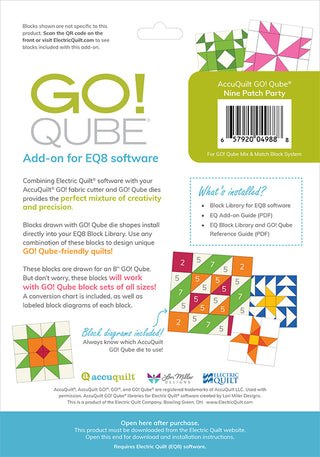Electric Quilt 8 Add-On AccuQuilt Go! QUBE Nine Patch Party