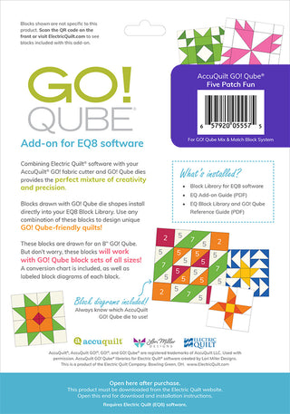 Electric Quilt 8 Add-On AccuQuilt Go! QUBE Five Patch Fun