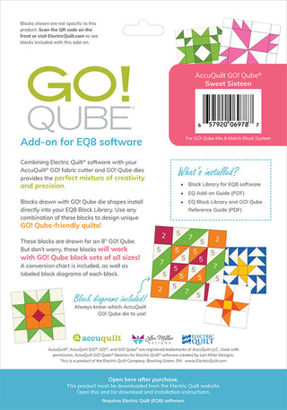 Electric Quilt 8 Add-on AccuQuilt Go! QUBE Sweet Sixteen
