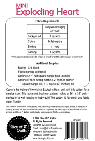 Mini Exploding Heart Pattern by Slice of Pi Quilts
