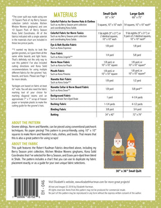 Elizabeth Hartman Norm and Nanette Quilt Pattern Pattern