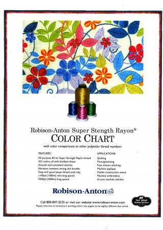 Robison Anton Super Strength Rayon Thread Chart Printed ea