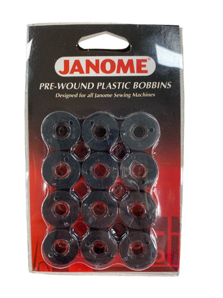 Janome Bobbins Pre-Wound X 12 Black Embroidery Bobbin Thread