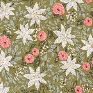 Moda Berry and Pine Mid Green Flower #5240-12 per mtr 