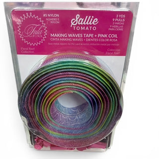 Tula Pink Sallie Tomato Coil Zipper Nylon Floral Reef Making Waves 3 yds (2.74m) and 9 Pulls 
