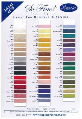 So Fine Polyester Thread 3-ply 50wt 3280yds Colour Card (3 Card Set)
