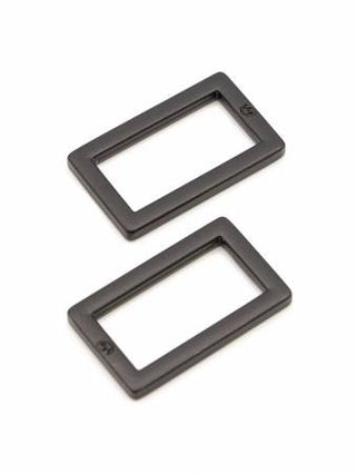 By Annie Rectangle Ring Flat 1" Black Metal Set of Two