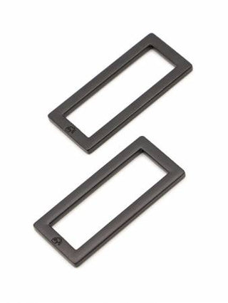 By Annie Rectangle Ring Flat 1.5" Black Metal Set of Two