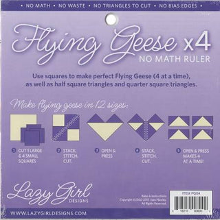 Flying Geese x 4 No Math Ruler by Lazy Girl Designs