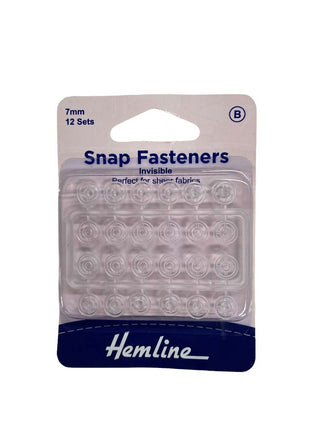Hemline Snap Fast Nylong 7mm - Sew on - 12 sets clear