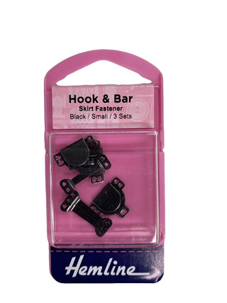 Hemline Hook & Bar Skirt Fastener Small Black
