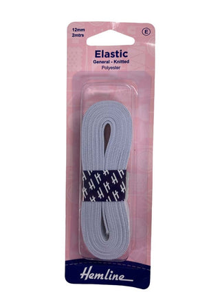 Hemline Elastic G/P Knitted 12mm x 2m White