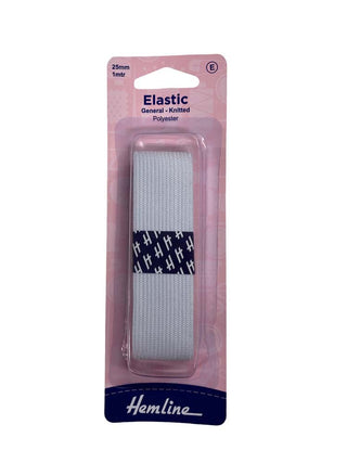 Hemline Elastic G/P Knitted 25mm x 1m White