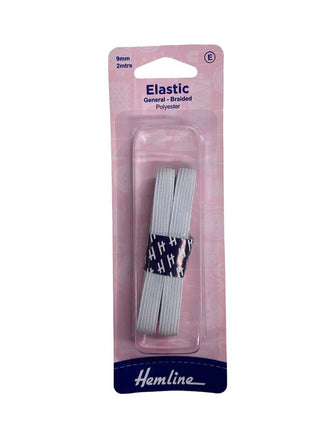Hemline Elastic G/P Braided 9mm x 2m White