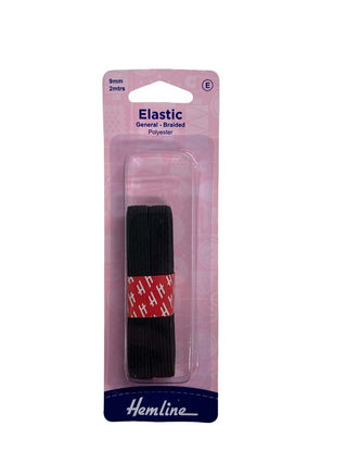 Hemline Elastic Braided 6mm x 5m Black