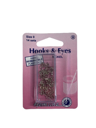 Hemline Hook and Eye Nickel 14 Sets Size 0