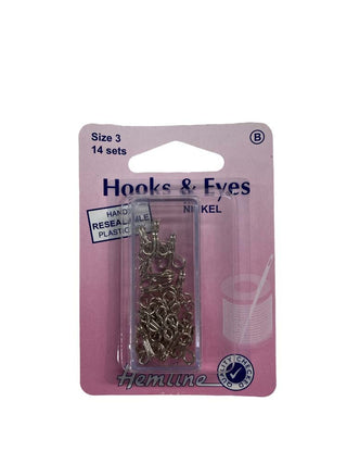Hemline Hook & Eyes Size 3 (14 sets)